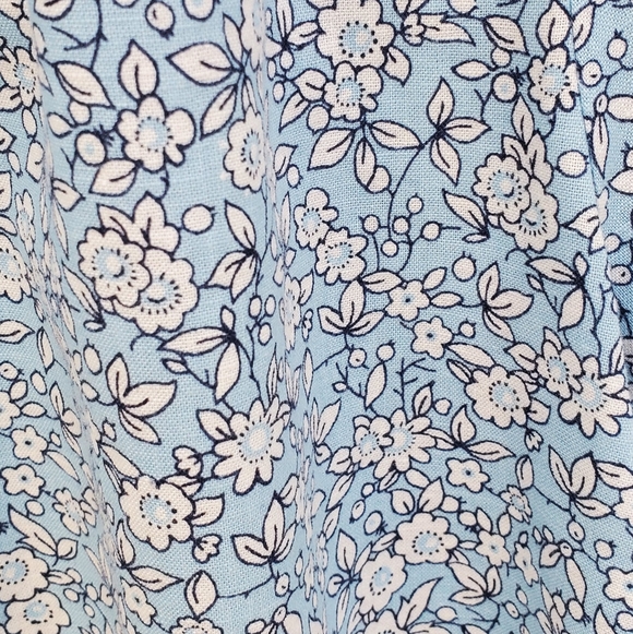 J.Crew Factory Linen-Blend Puffy-Sleeve Button-Down Blue Floral Blouse Size XL - Picture 5 of 7